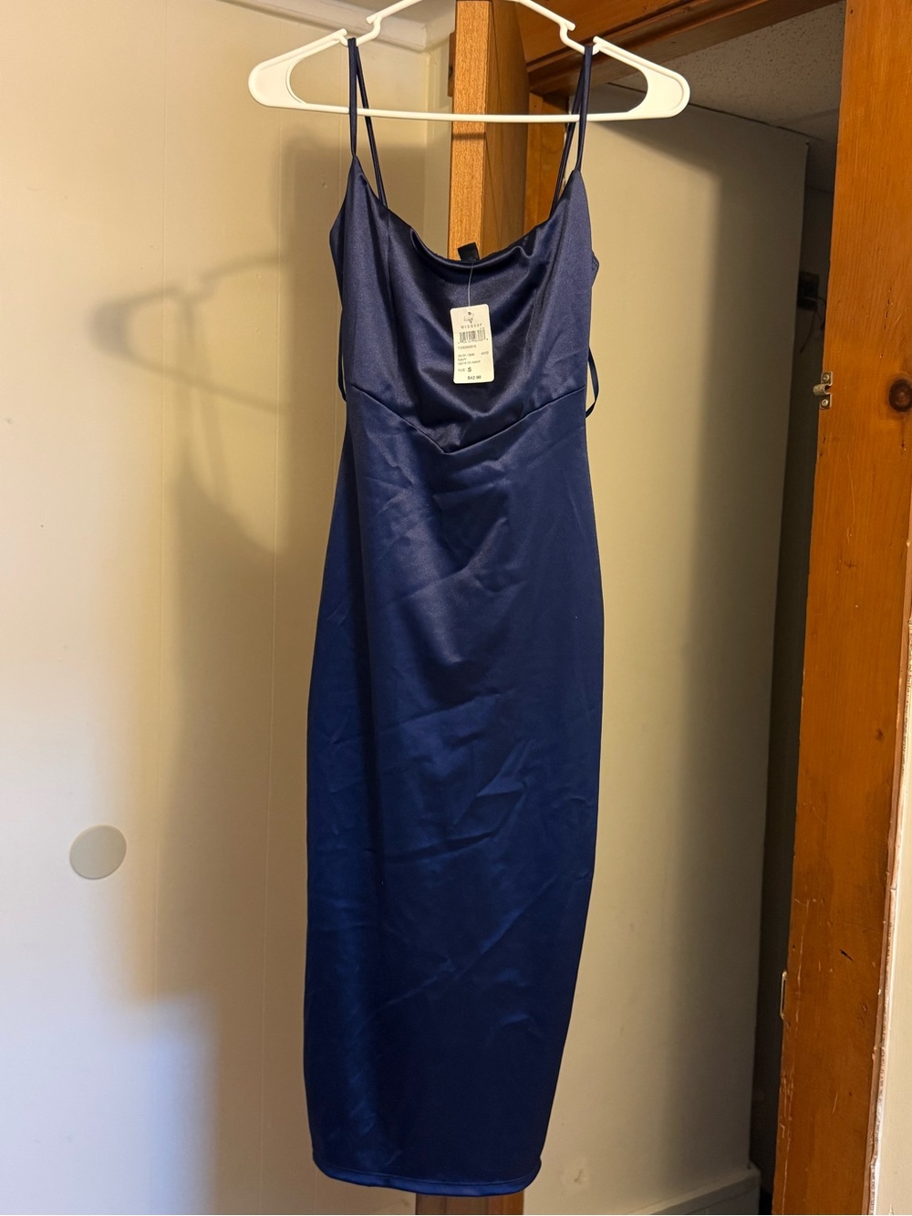 Windsor Women's Navy Satin Slip Midi Dress - SMALL